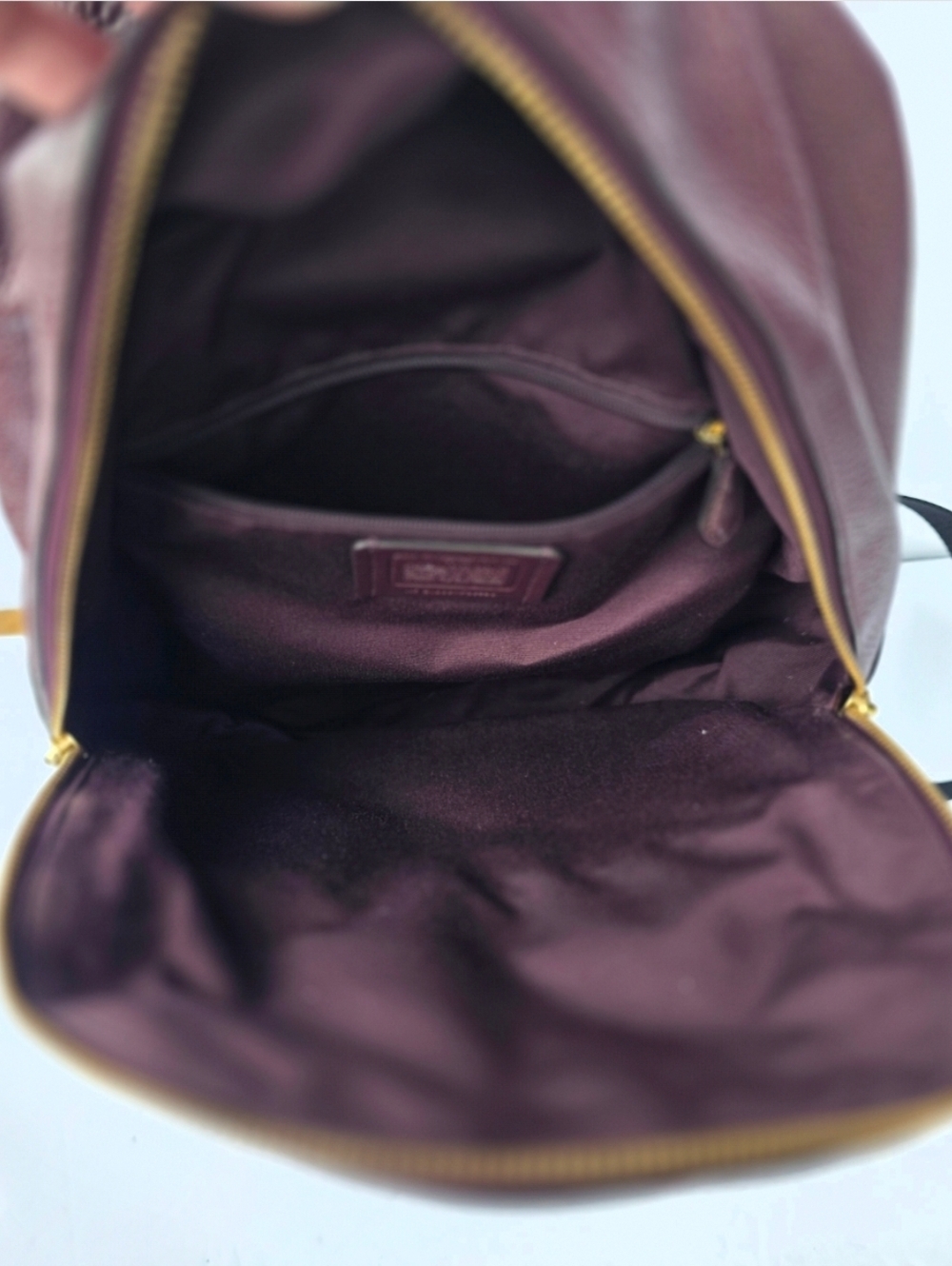 Maroon Coach Court Backpack in Refined Pebble Leather Coach Bag - Picture 9 of 12